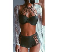 Angelsin Haki Yeşil Yüksek Bel Bikini Takım