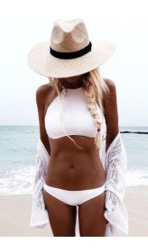 Angelsin Şık Beyaz Tankini Bikini Üst