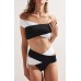 Angelsin Siyah Beyaz Çapraz Bikini Takım