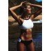 Angelsin Siyah Beyaz Şık Tankini Bikini Üst