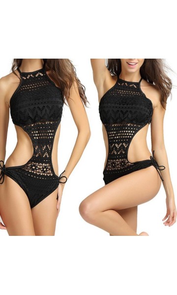 Angelsin Siyah Dantel Şık Mayokini