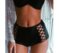 Angelsin Siyah Şık Yüksek Bel Bikini Alt