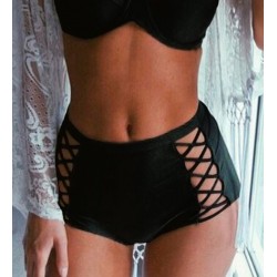 Angelsin Siyah Şık Yüksek Bel Bikini Alt