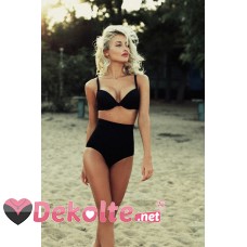 Angelsin Siyah Yüksek Bel Kaplı Bikini Üst