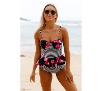 Angelsin Yüksek Bel Siyah Beyaz Bikini Alt