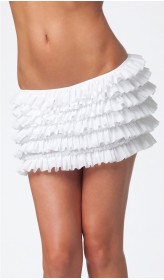 Merry See Beyaz Fırfırlı Mini Etek