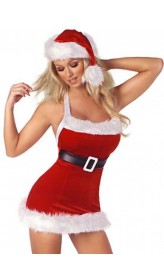 Merry See Kadife Yılbaşı Kız Kostümü Şapkalı