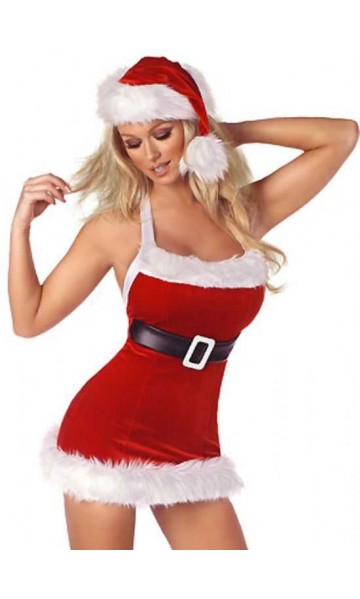 Merry See Kadife Yılbaşı Kız Kostümü Şapkalı