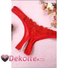 Merry See Kırmızı Fantazi Külot Özel Bölgesi İncili Açık