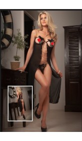 Merry See Önden Zincirli Siyah Seksi Gecelik